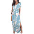 Women's Casual Loose Pocket Long Dress Short Sleeve Split Maxi Dresses